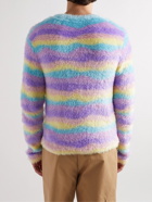 Loewe - Slim-Fit Striped Knitted Sweater - Purple