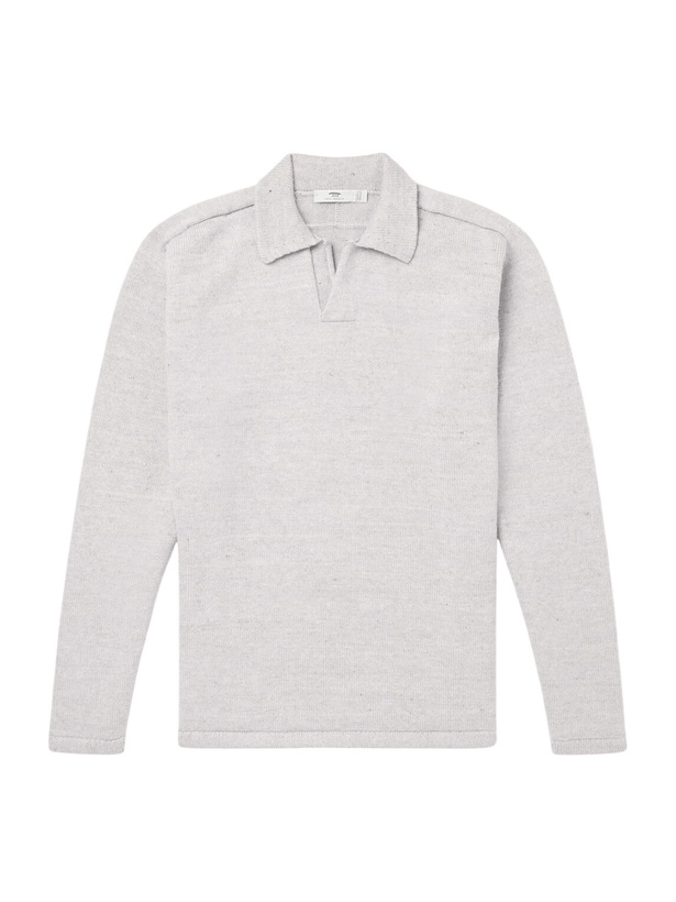Photo: Inis Meáin - Wool and Linen-Blend Polo Shirt - Gray