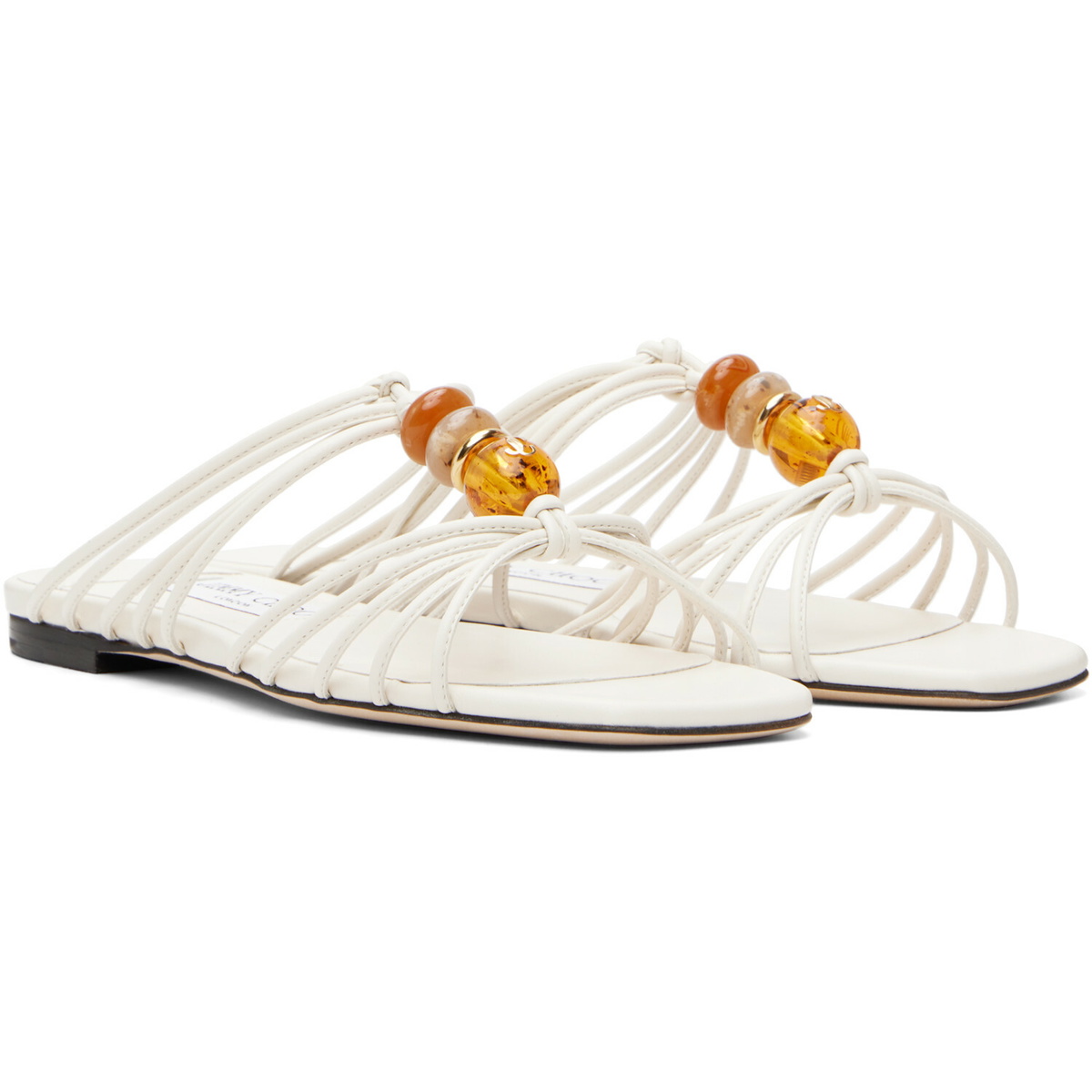 Jimmy Choo White Lova Mule Flat Sandals