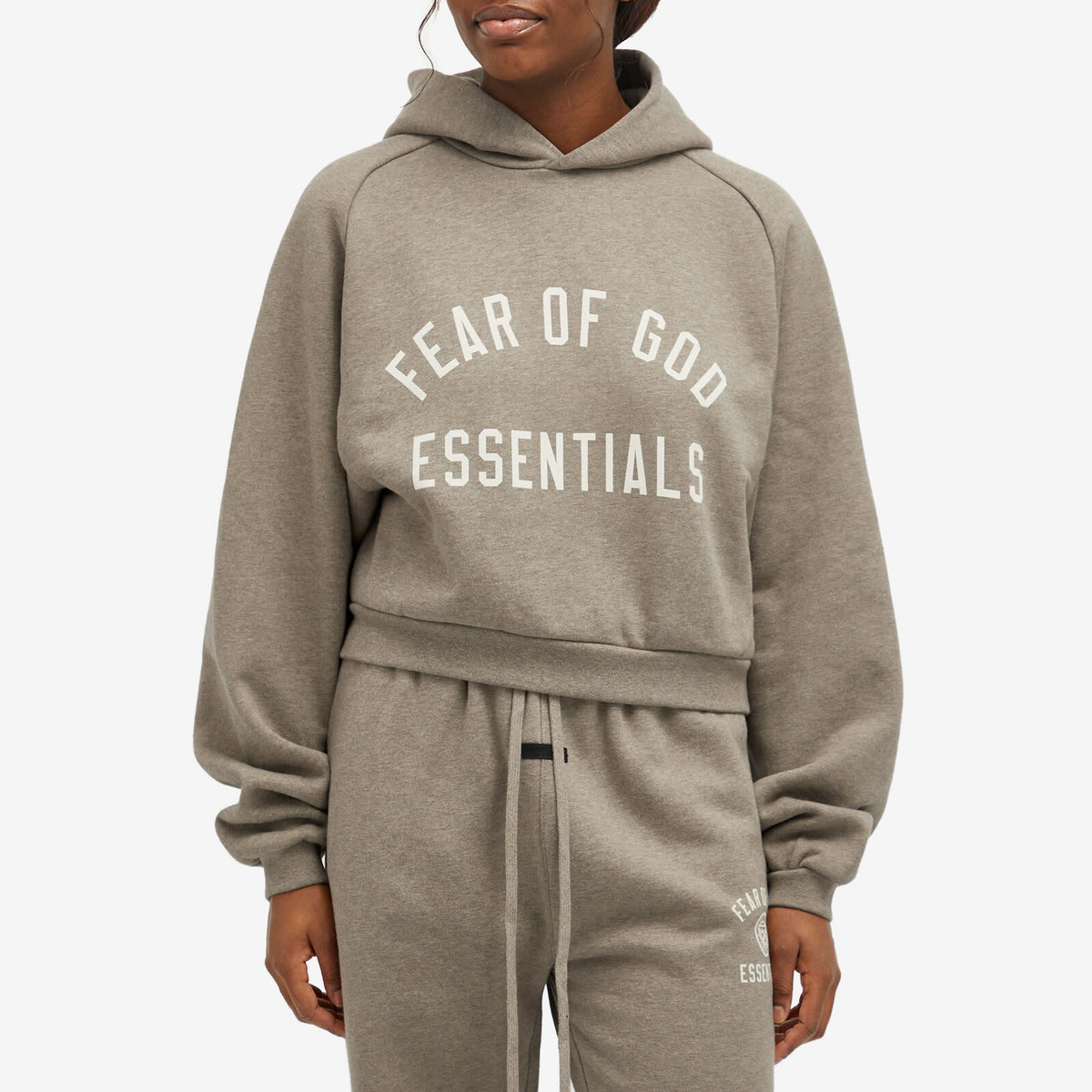 Fear of God ESSENTIALS Women's Fleece Cropped Hoodie in Heather Gray ...