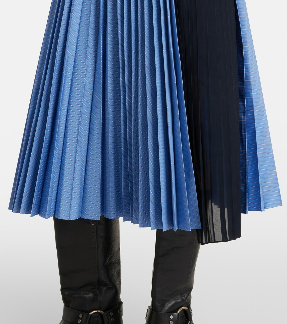 Sacai Striped cotton-blend poplin midi skirt