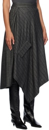 REMAIN Birger Christensen Gray Striped Draped Midi Skirt