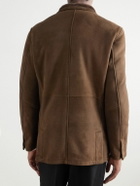Eleventy - Double-Breasted Shearling Overcoat - Brown