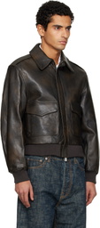 TONYWACK Brown Aviator Goat Leather Jacket