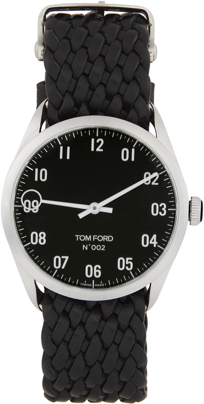 Photo: TOM FORD Silver & Black Leather 002 Watch