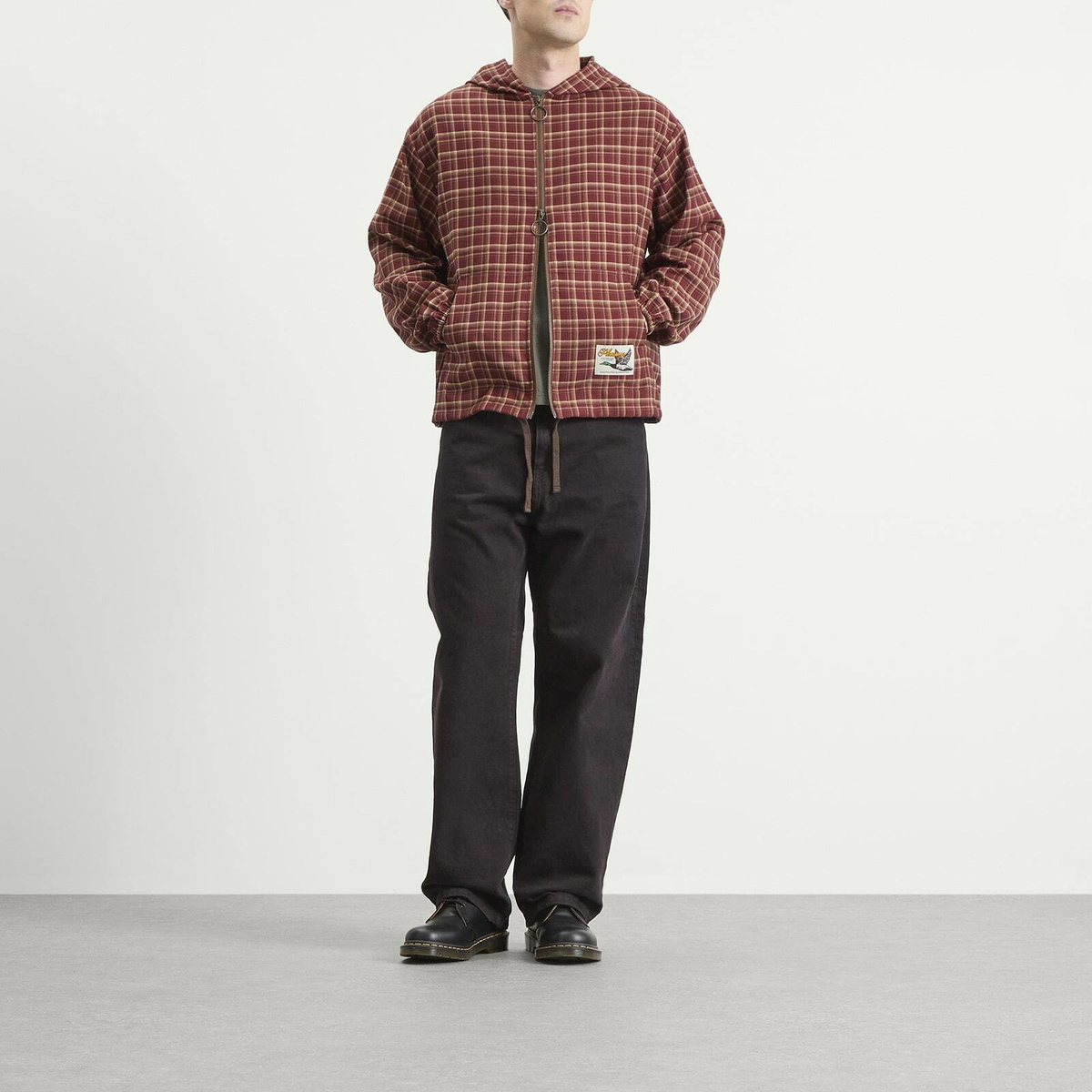 Pleasures Men's Mallard Plaid Zip Hoodie in Red