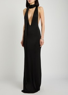 The New Arrivals Ilkyaz Ozel Olympia Scarf-effect Stretch-jersey Maxi Dress Black