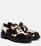Prada Chocolate cow-print calf hair loafers