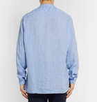 Lardini - Henry Grandad-Collar Slub Linen Shirt - Men - Blue