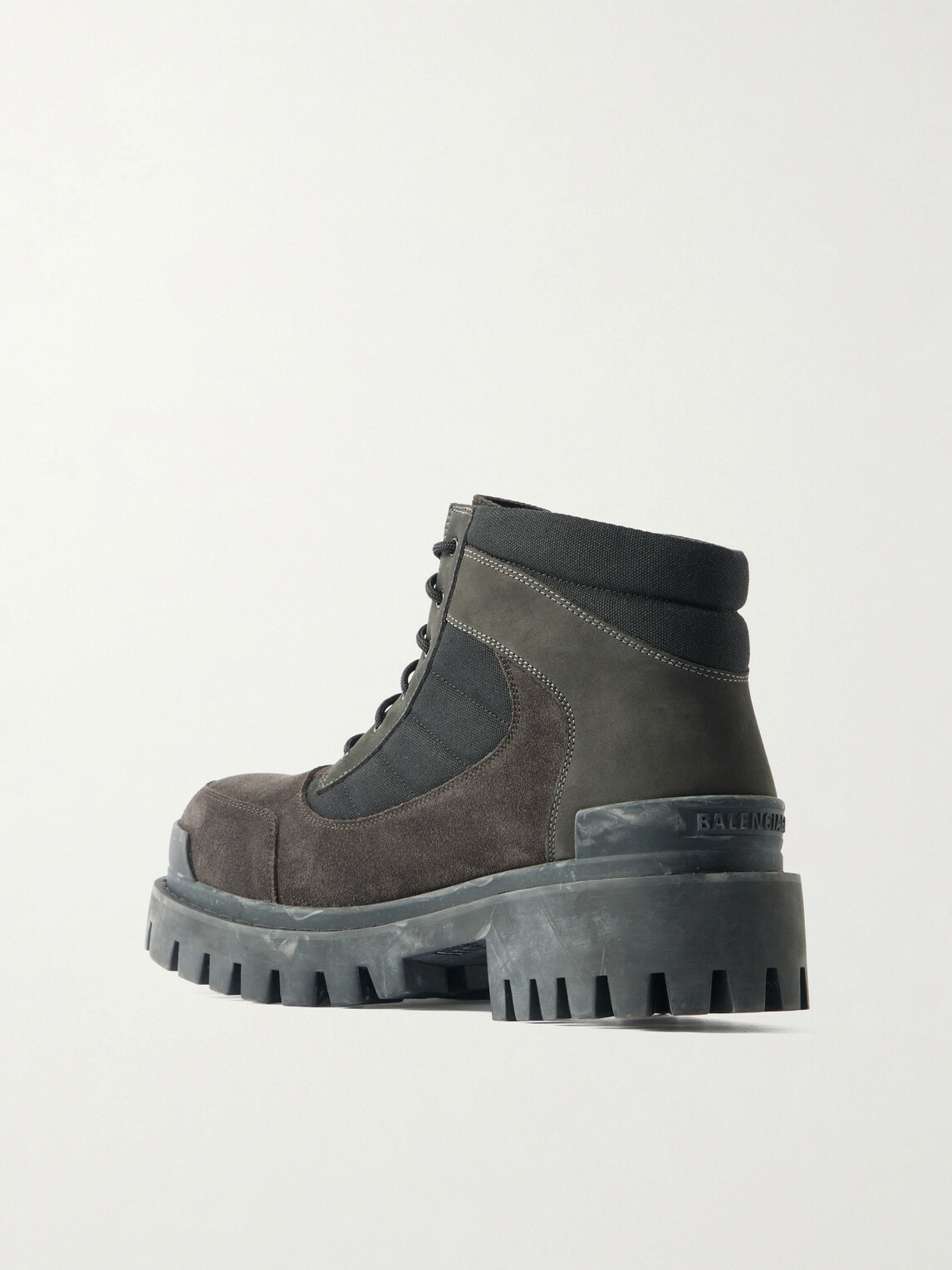 Balenciaga - Nubuck-Trimmed Suede Lace-Up Boots - Brown
