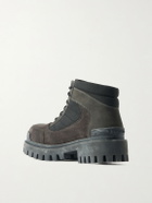 Balenciaga - Nubuck-Trimmed Suede Lace-Up Boots - Brown