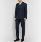 Caruso - Unstructured Double-Breasted Linen Suit Jacket - Blue