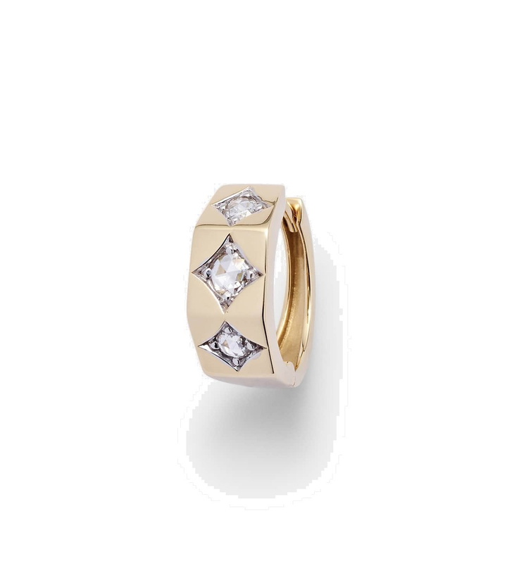 Photo: Marie Lichtenberg Ecrou Medium 18kt gold single hoop earring with diamonds