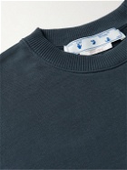 Off-White - Logo-Appliquéd Cotton-Jersey Sweatshirt - Blue