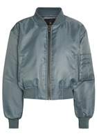 Anine Bing Leon Padded Satin-twill Cropped Bomber Jacket Dark Grey