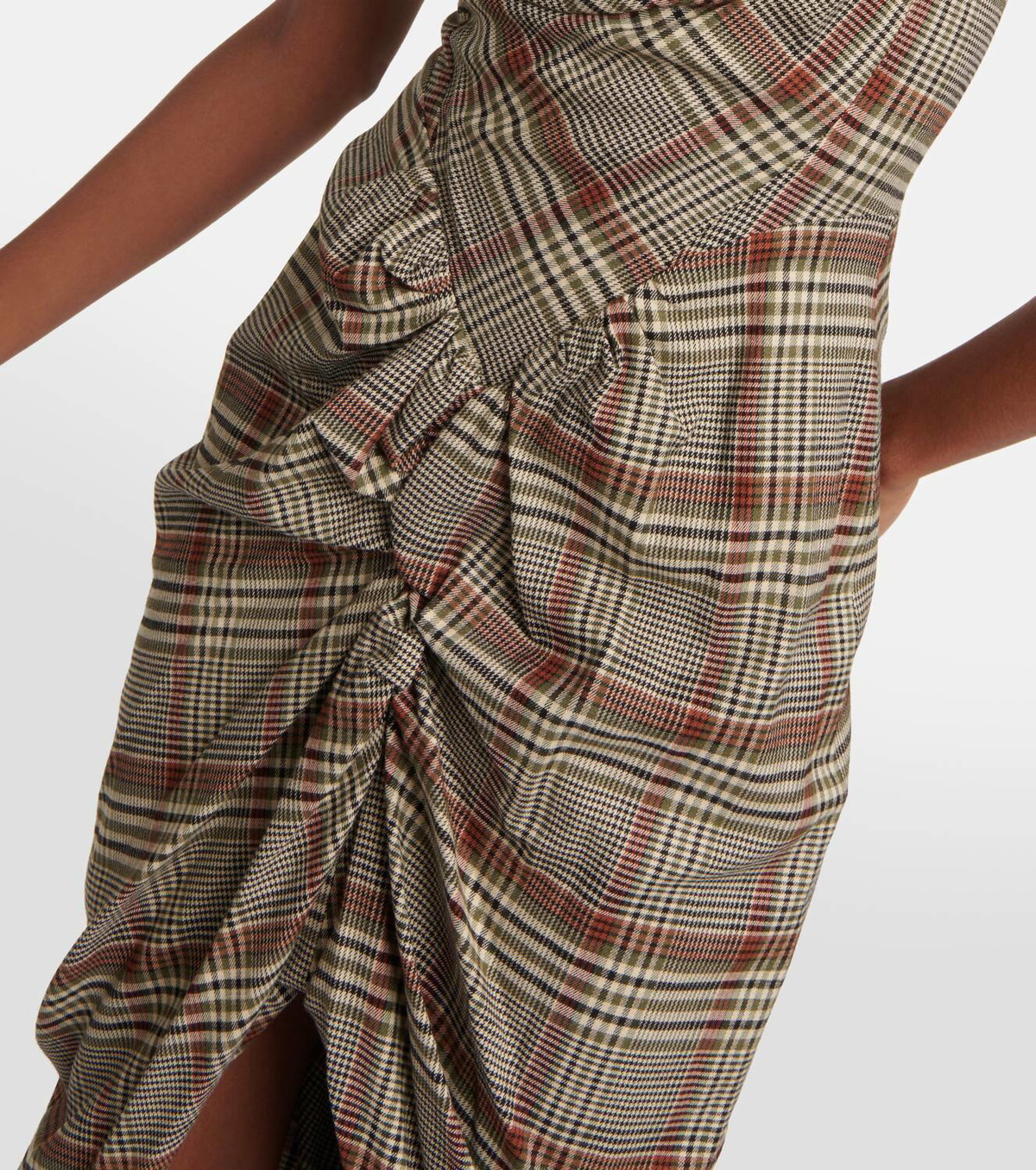 Vivienne Westwood Panther draped checked crêpe midi dress