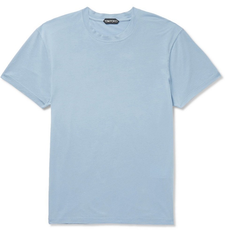 Photo: TOM FORD - Lyocell and Cotton-Blend Jersey T-Shirt - Men - Blue