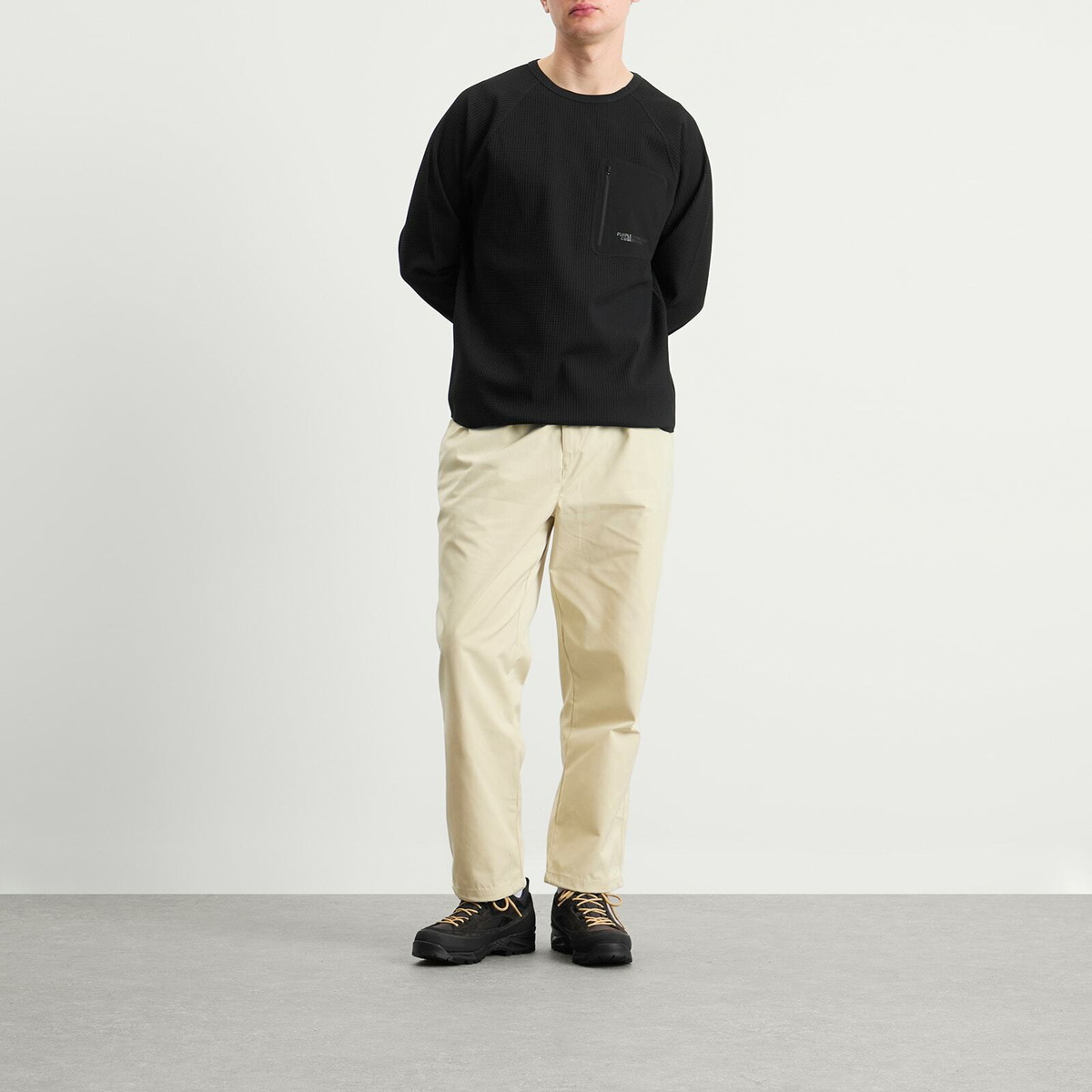 Purple Mountain Observatory Men's Waffle LS Pocket T-Shirt in Black