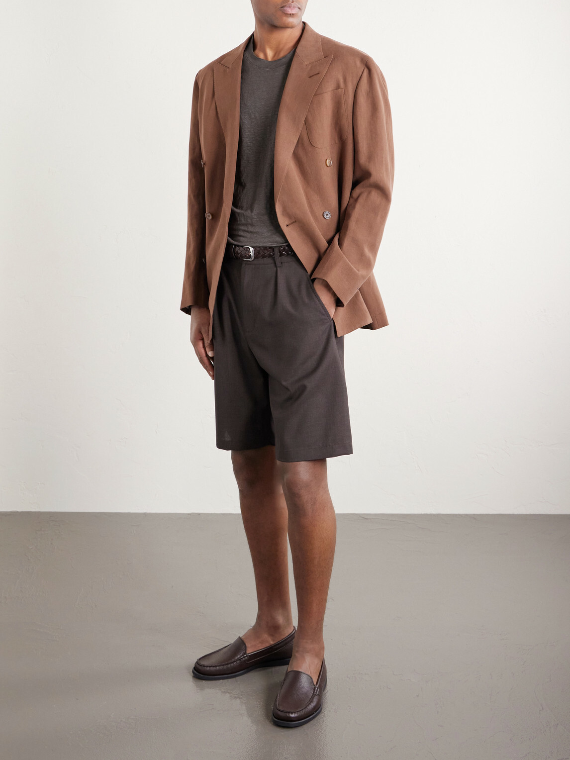 Thom Sweeney - Linen-Blend T-Shirt - Brown