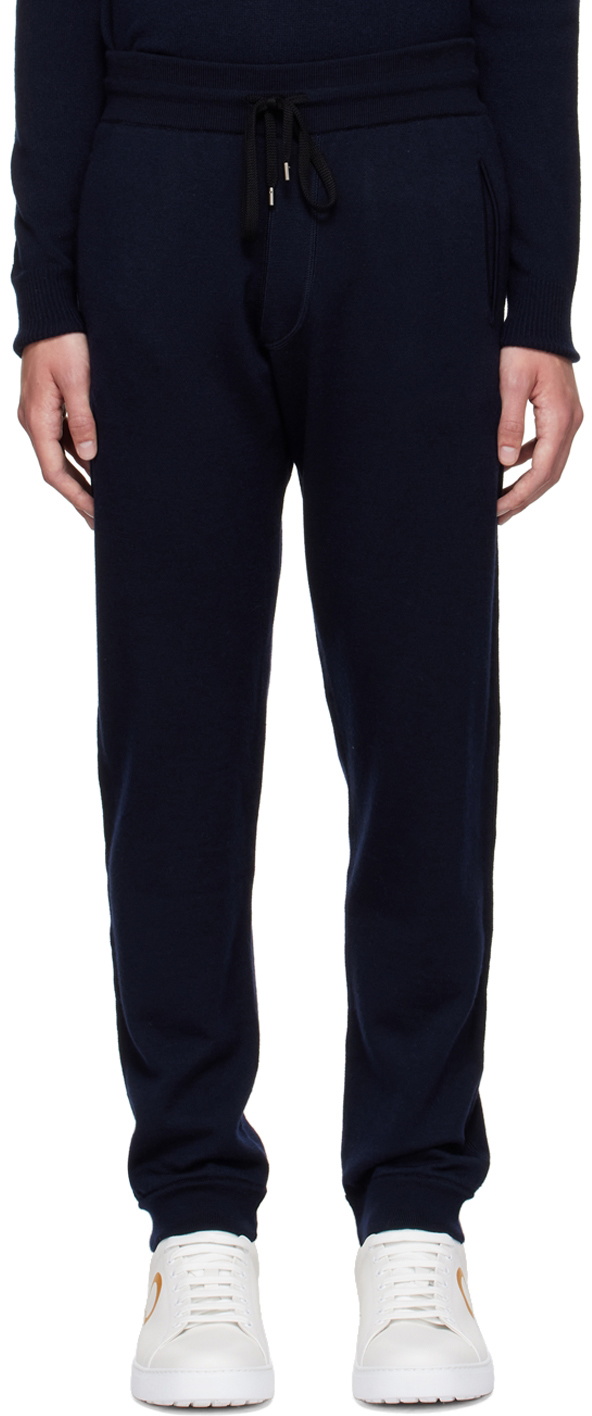 Salvatore Ferragamo Navy Wool Lounge Pants Salvatore Ferragamo