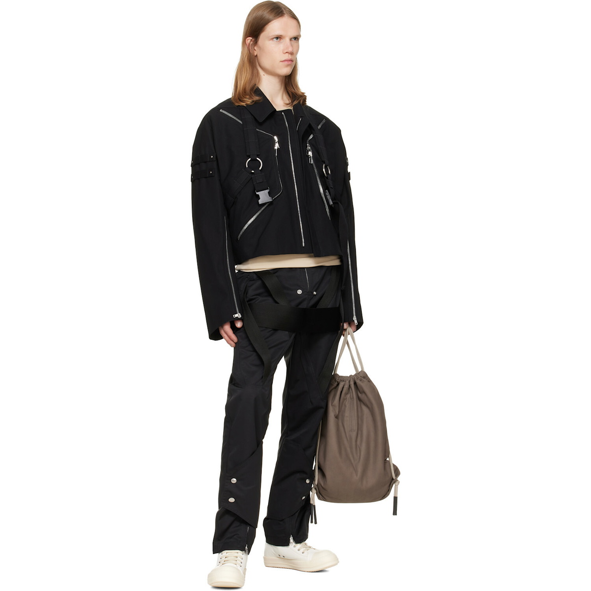 Rick Owens Gray Tower Drawstring Backpack