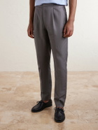 Officine Générale - Drew Tapered Pleated Lyocell, Linen and Cotton-Blend Trousers - Gray