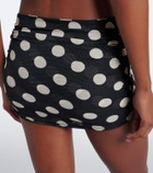 Montce Polka-dot ruched mesh miniskirt