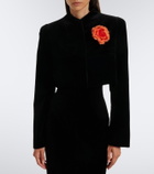 Khaite Samo floral-appliqué cropped velvet jacket