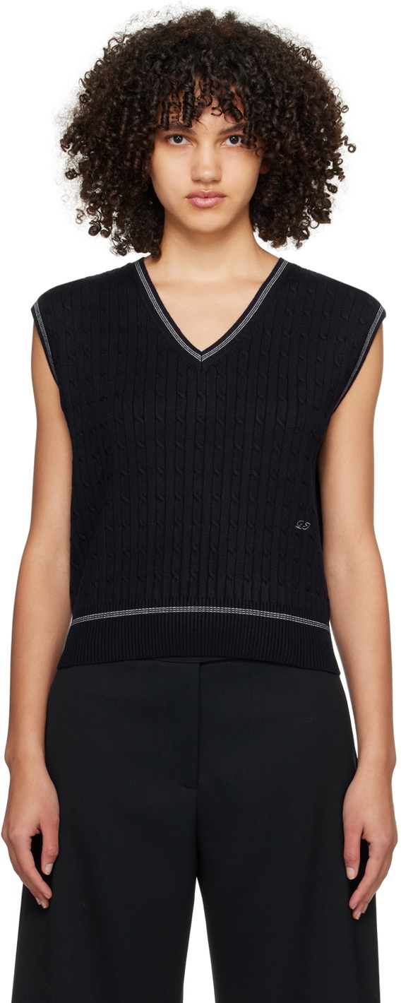 Dunst Navy Cable Knit Vest