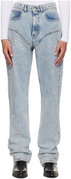 Y/Project SSENSE Exclusive Blue Crystal Straight Jeans