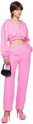Danielle Guizio Pink Cropped Hoodie