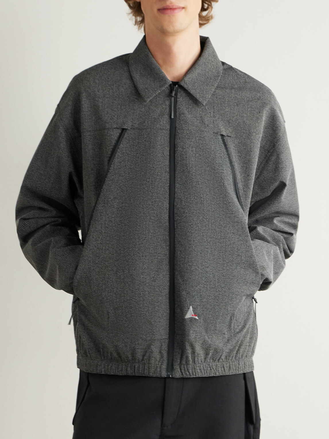 ROA - Lamon Logo-Embroidered Micro-Check Shell Jacket - Black