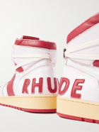 RHUDE - Rhecess Distressed Leather High-Top Sneakers - Red - 7
