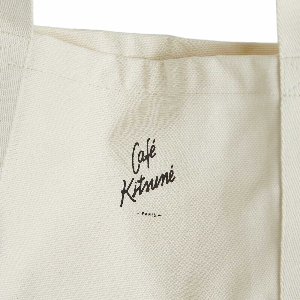 Maison Kitsuné Men's Café Kitsuné Fox Tote Bag in Tapioca