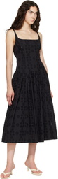 Sandy Liang Black Cricket Midi Dress