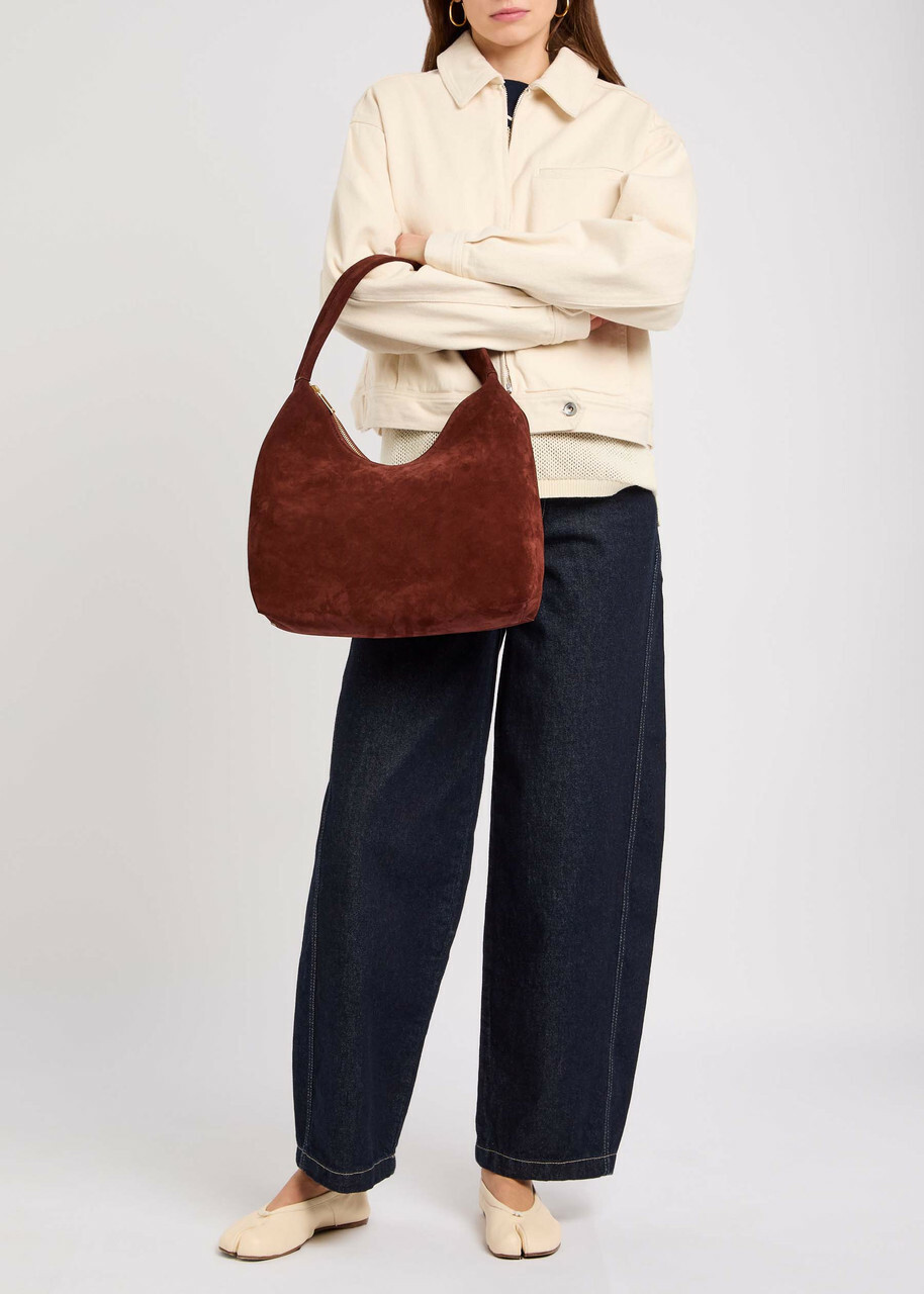 Mansur Gavriel Candy Hobo Suede Shoulder bag - Chocolate - One Size