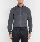 Thom Sweeney - Anthracite Slim-Fit Cutaway-Collar Cotton-Corduroy Shirt - Men - Gray