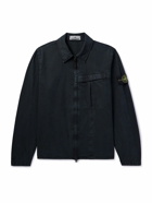 Stone Island - Logo-Appliquéd Washed Cotton-Canvas Overshirt - Blue