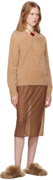 Carven Beige V-Neck Brushed Cashmere Sweater