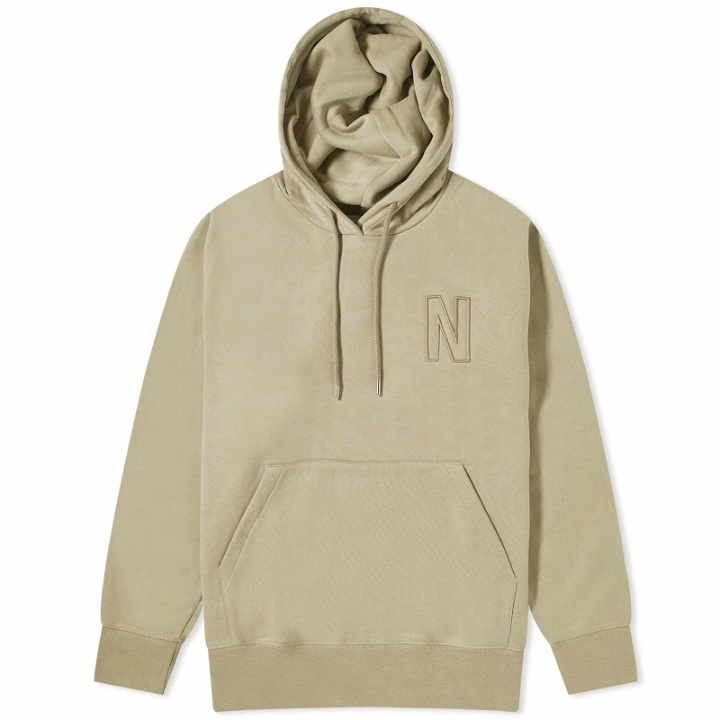 Photo: Norse Projects Men's Arne Relaxed N Logo Hoodie in Sand