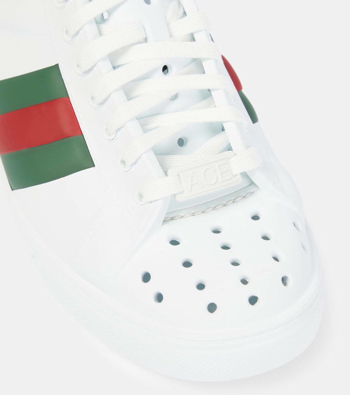 【GUCCI】ACE SABOT Web Stripe Rubber Mule Sneakers WHITE Gucci Ace Web Stripe mules Gucci