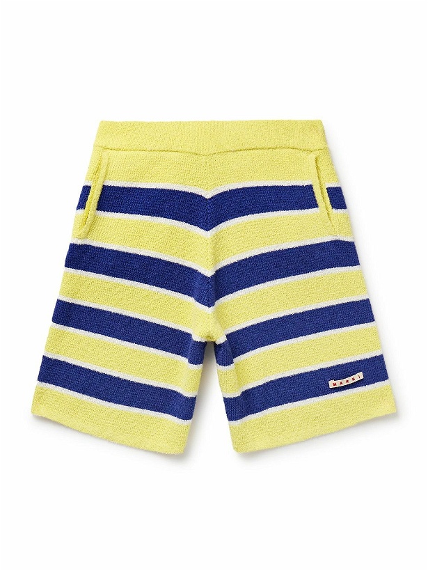 Photo: Marni - Straight-Leg Logo-Appliqued Striped Cotton-Blend Terry Shorts - Yellow