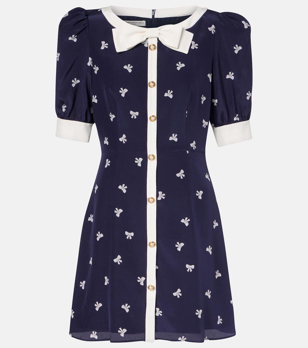 Alessandra Rich Bow-detail polka-dot silk minidress