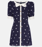 Alessandra Rich Bow-detail polka-dot silk minidress