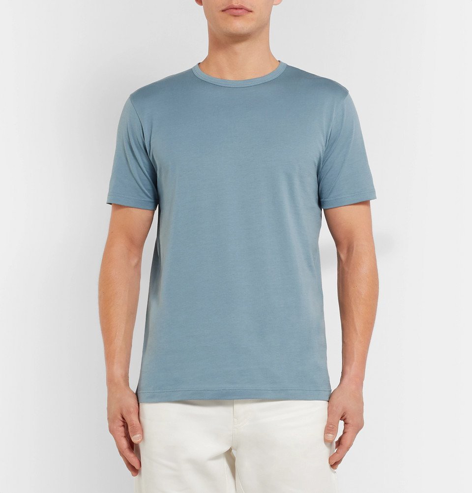 Slim Fit Pima Cotton T-shirt - Light blue - Men