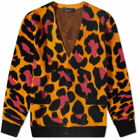 Versace Men's Animal Intarsia Cardigan in Orange