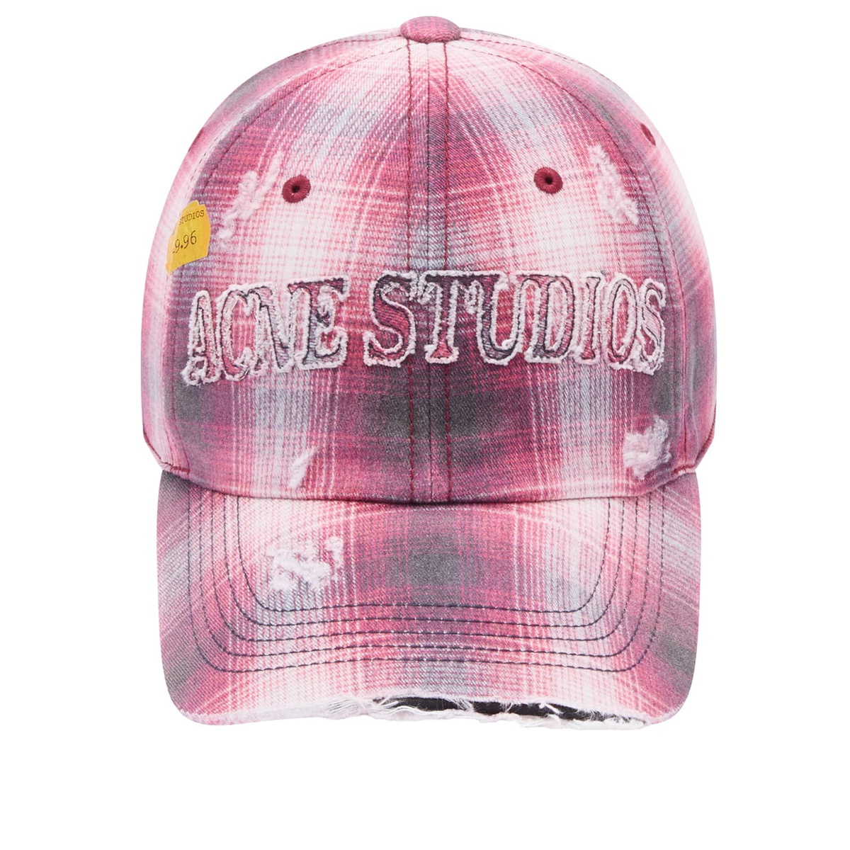 Acne Studios Men's Plaid Check Cap in Red/Blue Acne Studios