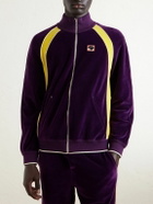 Valentino Garavani - Appliquéd Cotton-Blend Velvet Track Jacket - Purple