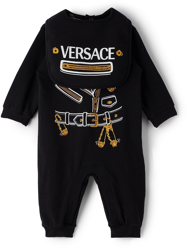 Photo: Versace Baby Black Medusa Jacket Romper & Bib Set