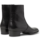 SAINT LAURENT - Wyatt Croc-Effect Leather Chelsea Boots - Black